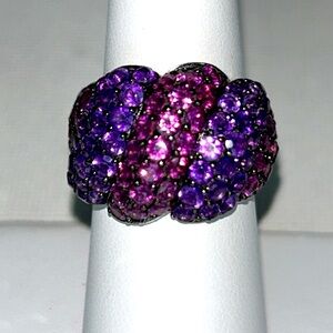 Chuck Clemency NYC11 Genuine Amethyst Rhodonite Garnet Gemstone Ring Boho Modern